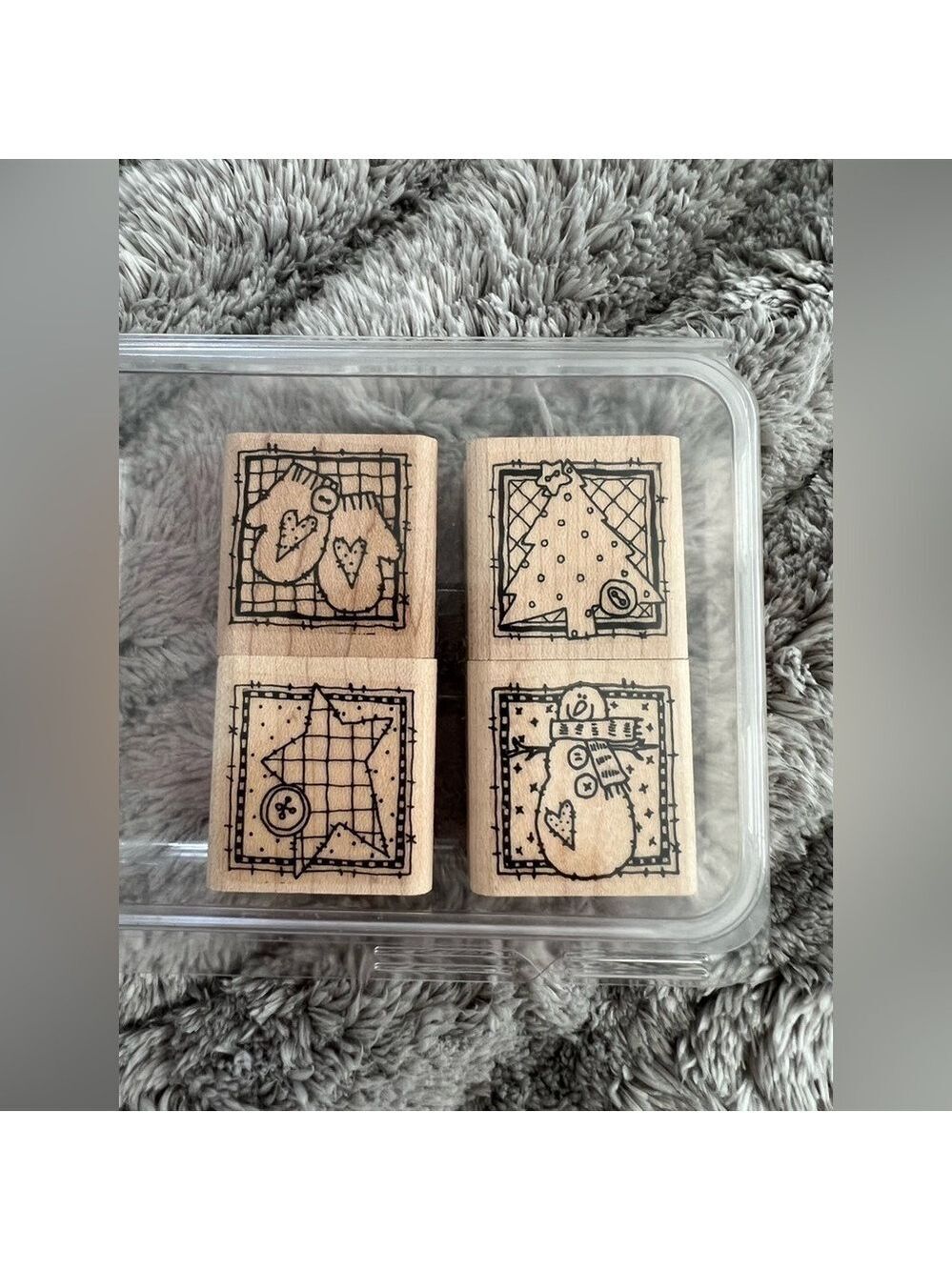 Stampin’ Up! Christmas Theme Winter Patches 1997 Set of 4 Stamps Retired